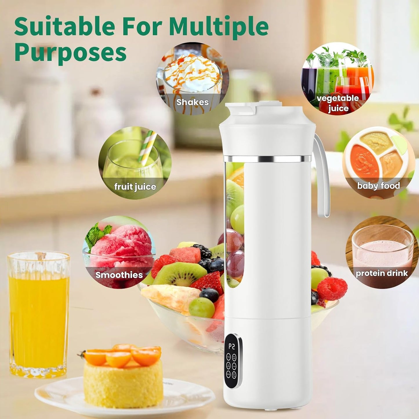 Portable Cordless Blender,Small Rechargeable Juicer | Mini Personal Blender for Smoothies and Shakes,With Automatic Cleaning Function,On the Go and Easy to Use