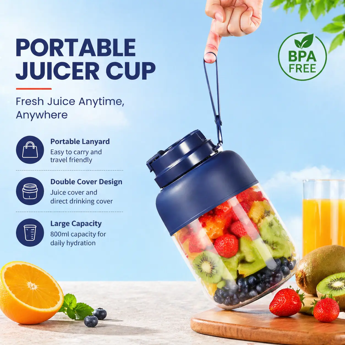 Portable Home Juicer (44 Oz) — Usb-Rechargeable Juice Blender Cup: a Large-Capacity, Multimode Juicer Blender Designed Specifically for Smoothies and Liquid Diets — a Summer Essential.